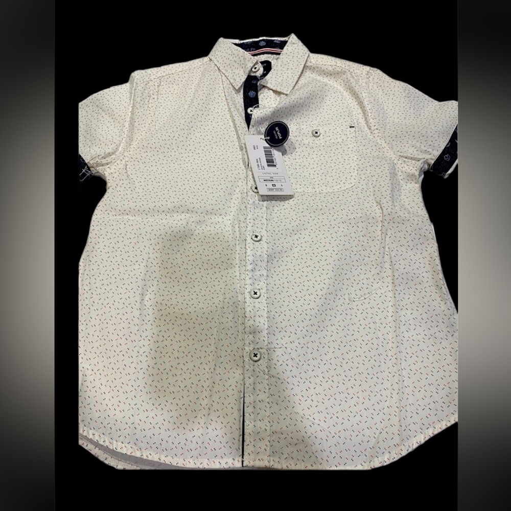 Level Ten Authentic Boys Woven Peached Poplin Short Sleeves Shirt Size M (10-12)